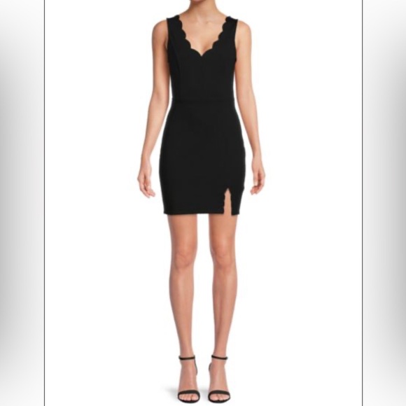 socialite scallop trim bodycon dress Women's Socialite Blue Scalloped Trim Neckline Bodycon Dress, NWT, Size Large